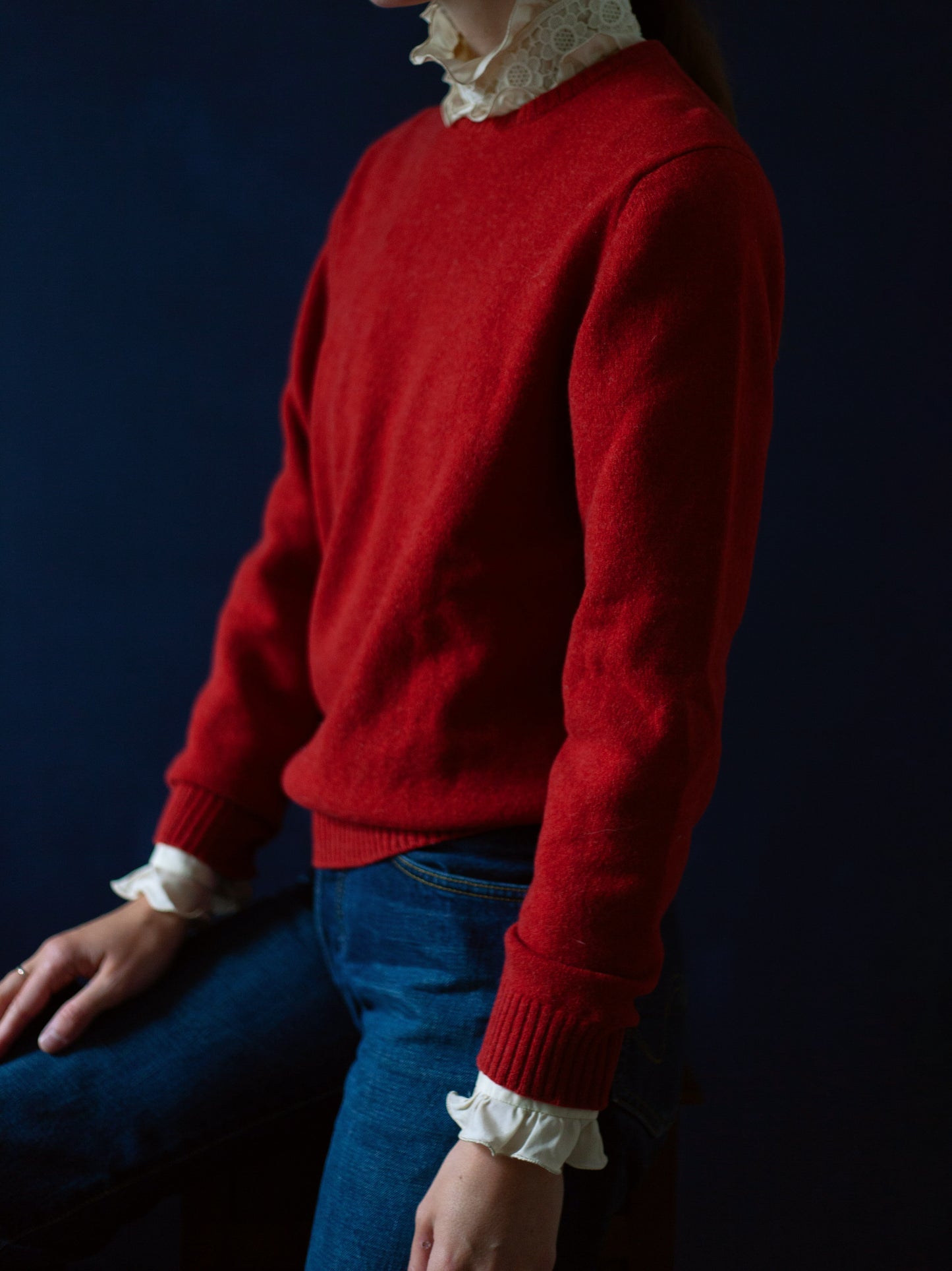 PULL ROUGE SHETLAND VINTAGE (TAILLE M)