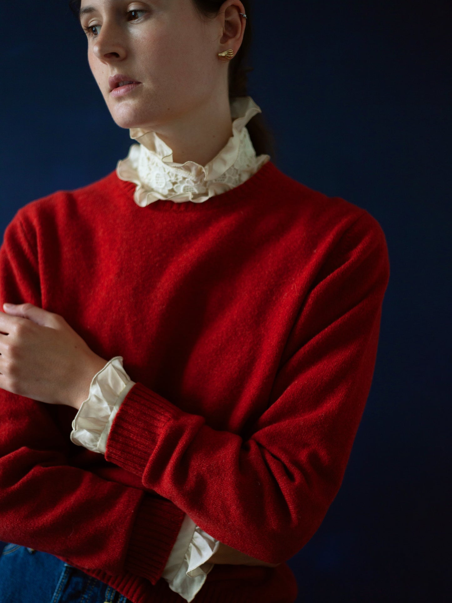 PULL ROUGE SHETLAND VINTAGE (TAILLE M)