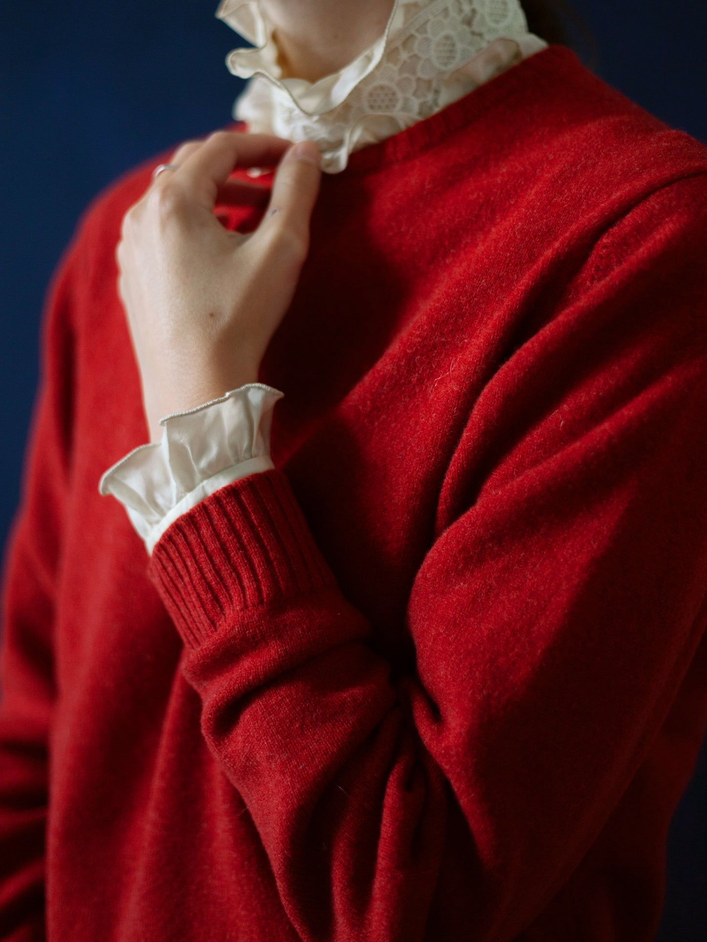 PULL ROUGE SHETLAND VINTAGE (TAILLE M)