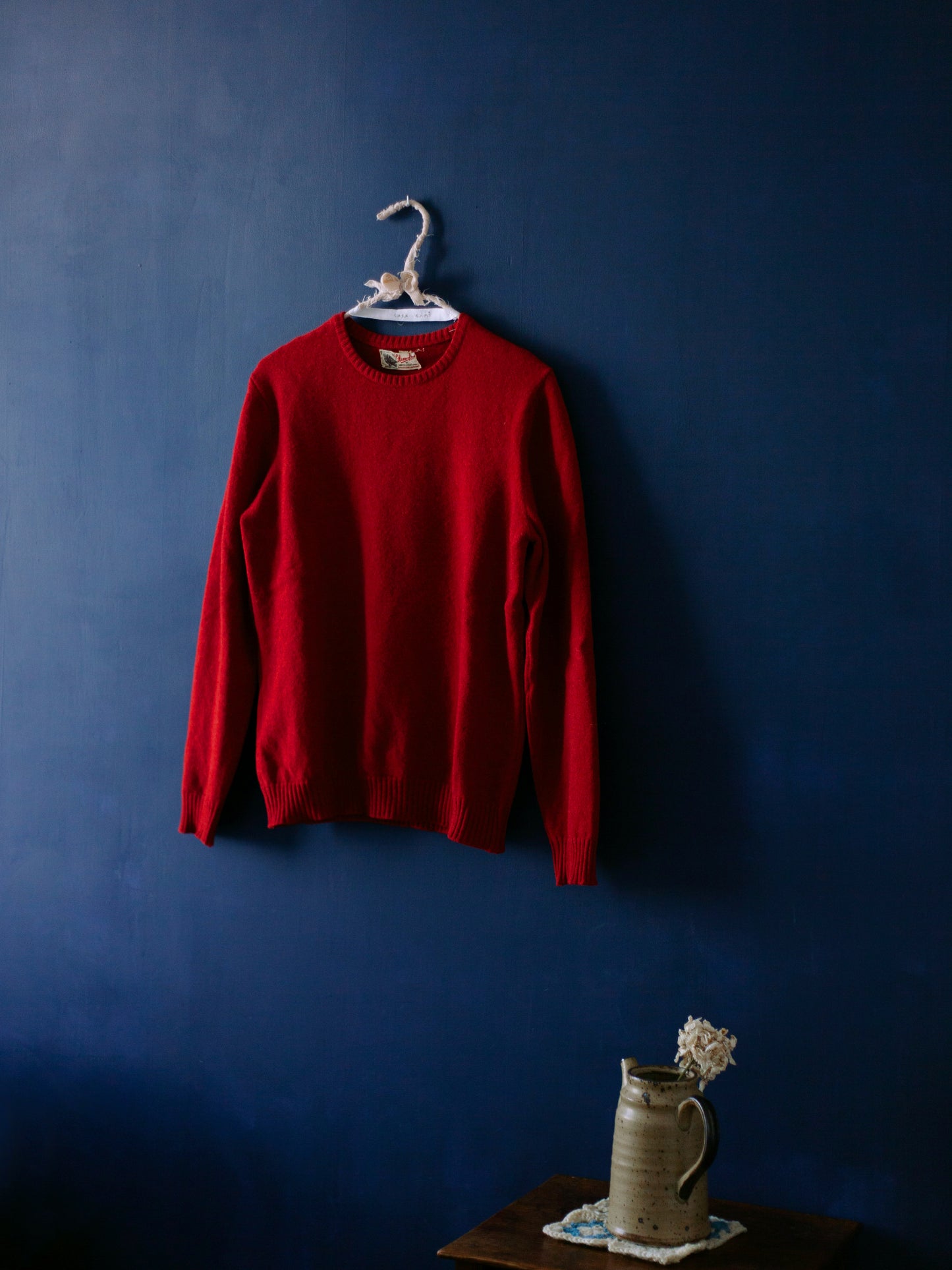 PULL ROUGE SHETLAND VINTAGE (TAILLE M)