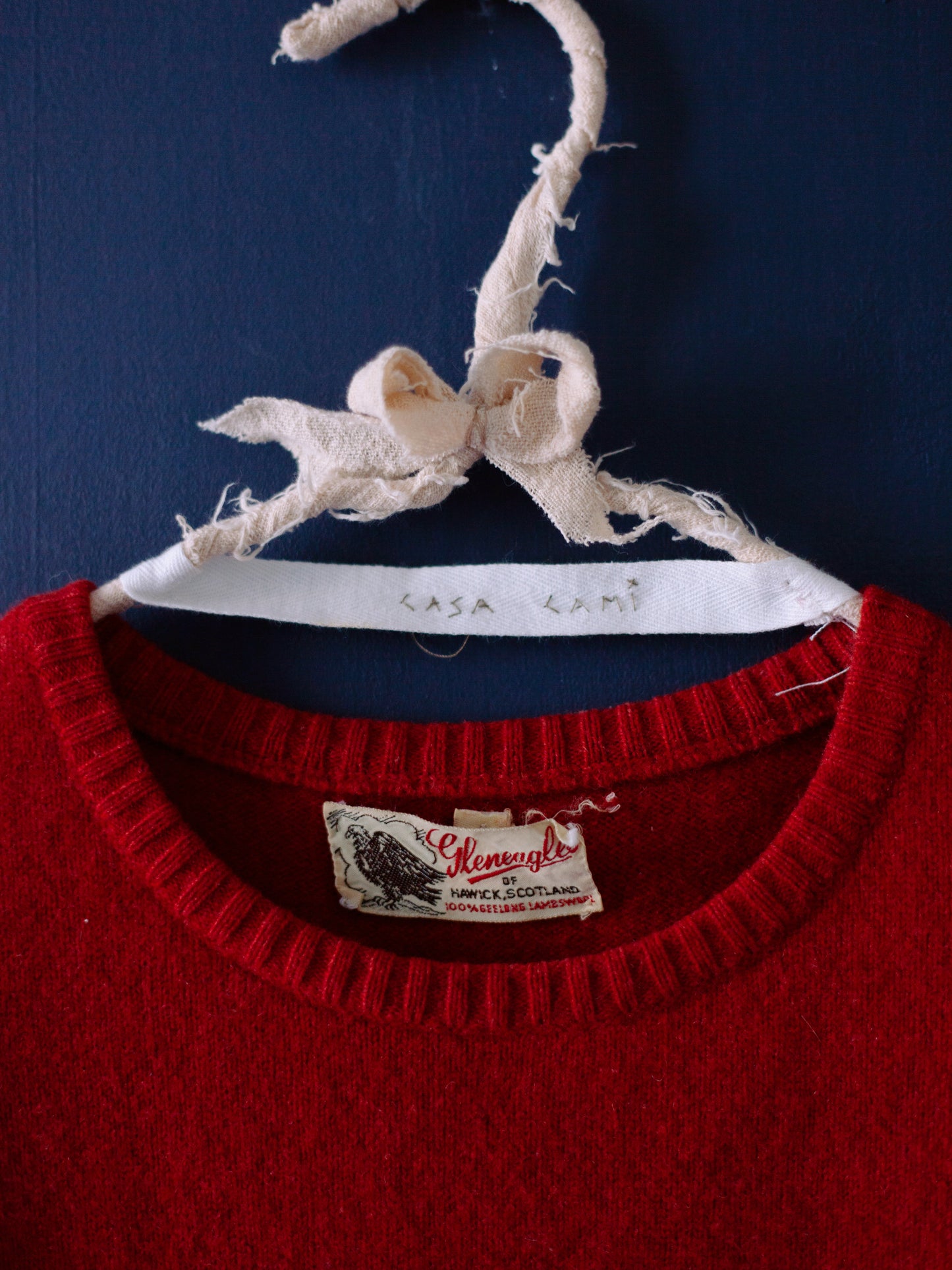 PULL ROUGE SHETLAND VINTAGE (TAILLE M)