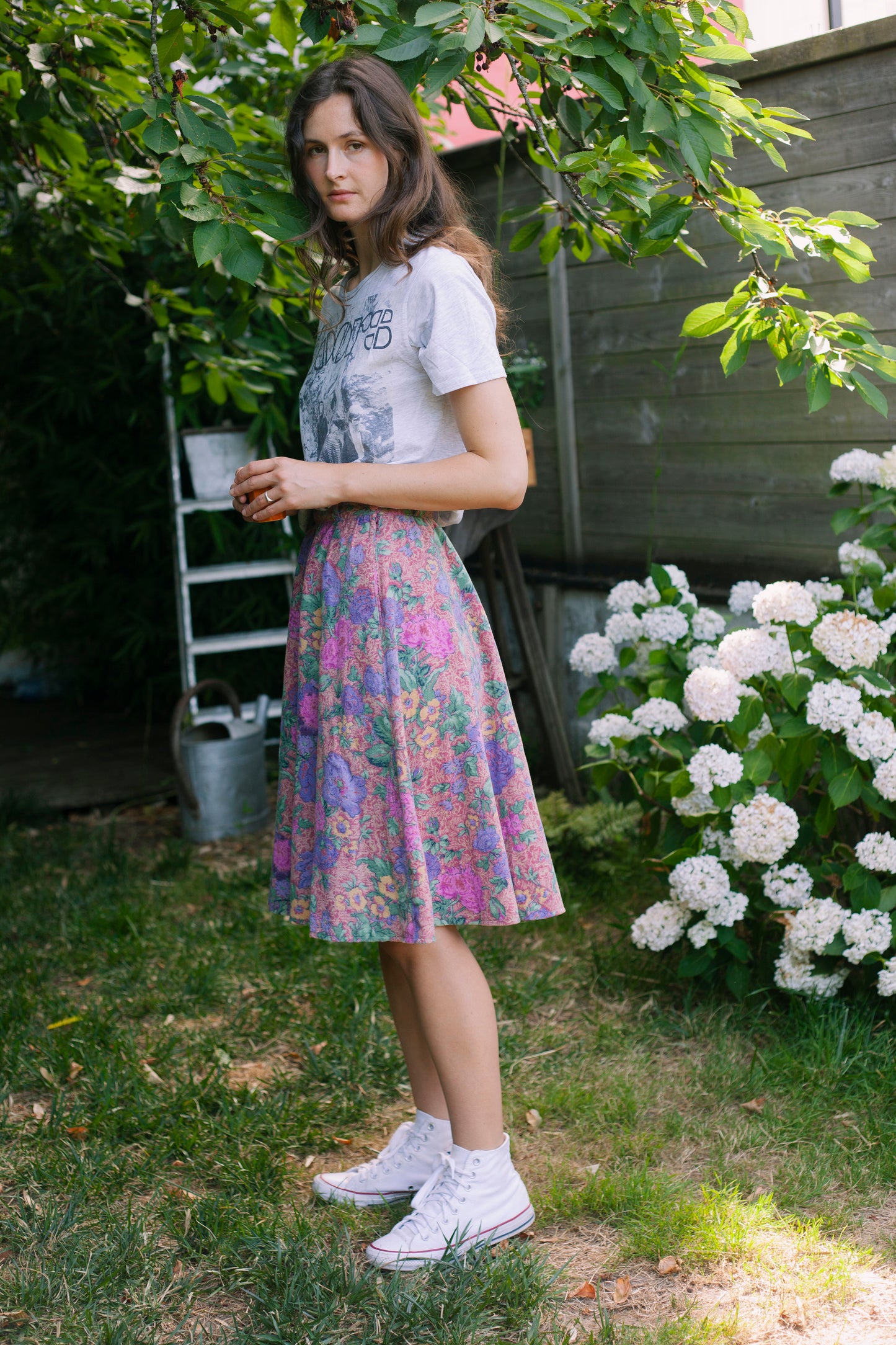 Jupe patineuse 80s à fleurs T34