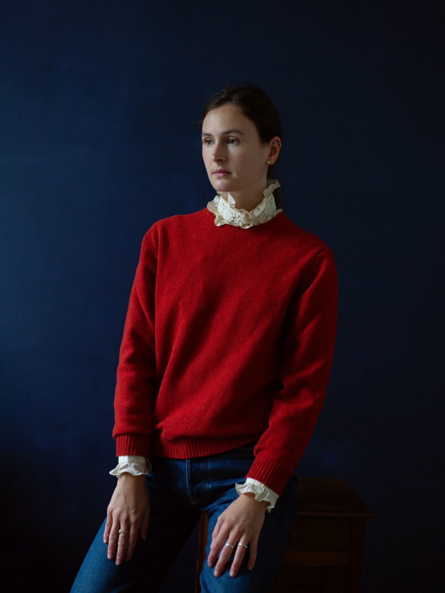 PULL ROUGE SHETLAND VINTAGE (TAILLE M)