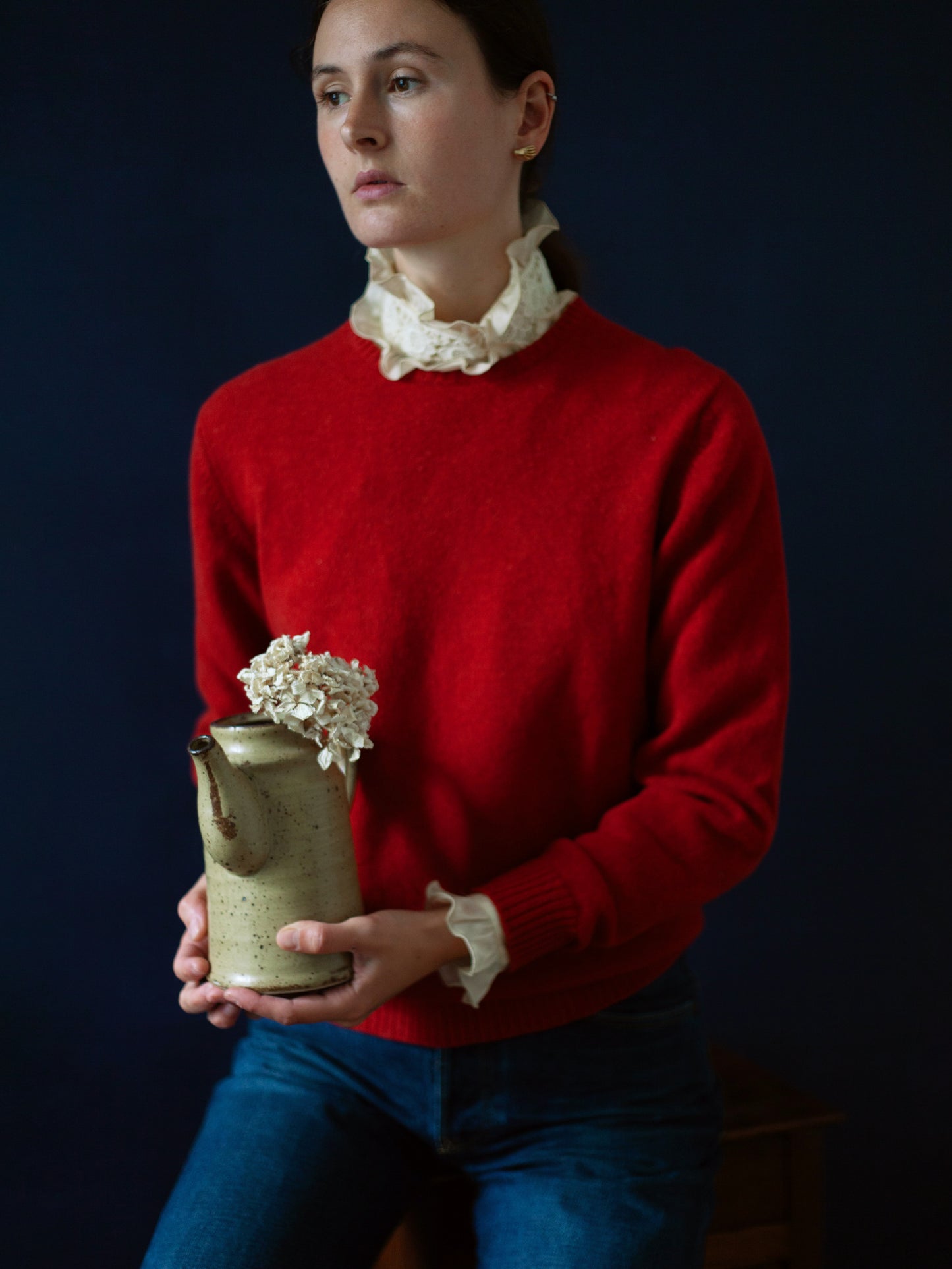 PULL ROUGE SHETLAND VINTAGE (TAILLE M)