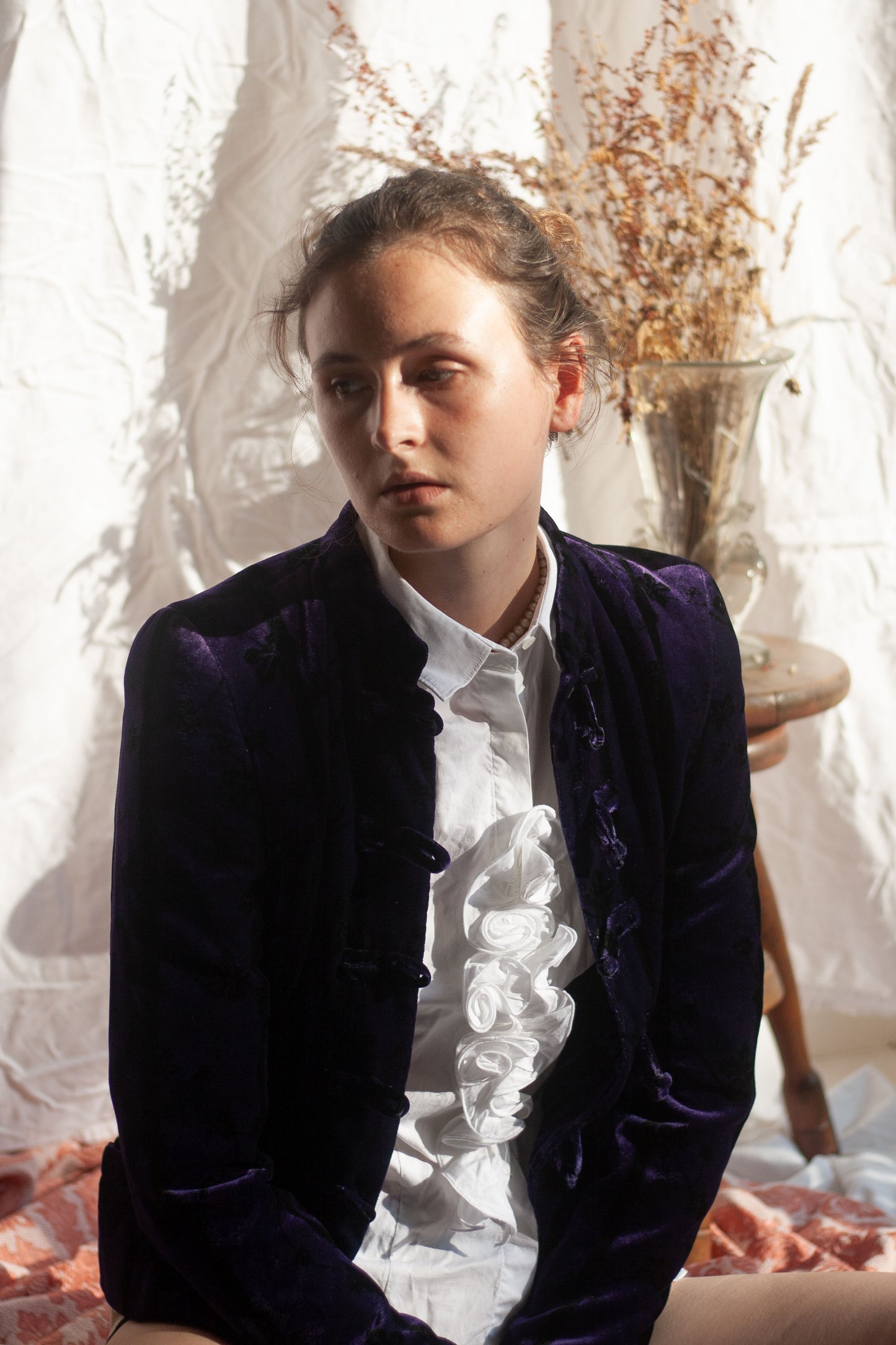 CHEMISIER ROSES PLISSÉES